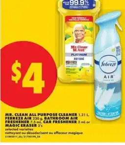 No Frills Mr. Clean All Purpose Cleaner / Febreze Air / Bathroom Air Freshener / Car Freshener / Magic Eraser offer