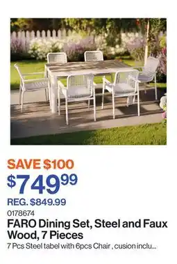 Patrick Morin FARO Dining Set, Steel and Faux Wood, 7 Pieces offer