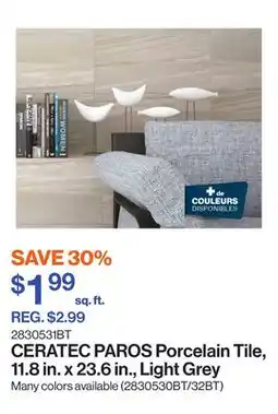 Patrick Morin PAROS Porcelain Tile, 11.8 in. x 23.6 in., Light Grey offer