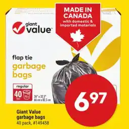Giant Tiger Giant Value garbage bags offer