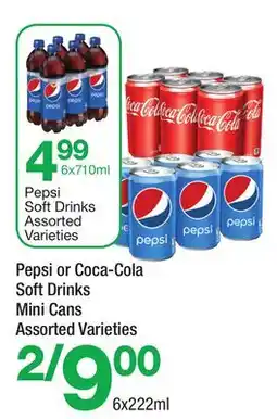 Highland Farms Pepsi or Coca-Cola Soft Drinks Mini Cans offer