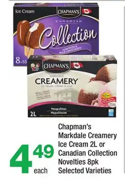 Highland Farms Chapman's Markdale Creamery Ice Cream 2L or Canadian Collection Novelties offer