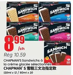 Btrust Supermarket CHAPMAN'S Sandwichs à la crème glacée sélectionnés offer