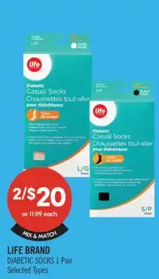 Shoppers Drug Mart LIFE BRAND DIABETIC SOCKS offer