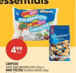 Shoppers Drug Mart CAMPSIDE SUPER GIANT MARSHMALLOWS (700g) or HANS FREITAG ASSORTED WAFERS (300g) offer