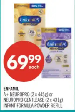 Shoppers Drug Mart ENFAMIL A+ NEUROPRO (2 x 445g) or NEUROPRO GENTLEASE (2 x 431g) INFANT FORMULA POWDER REFILL offer
