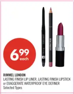 Shoppers Drug Mart RIMMEL LONDON LASTING FINISH LIP LINER, LASTING FINISH LIPSTICK or EXAGGERATE WATERPROOF EYE DEFINER offer