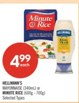 Shoppers Drug Mart HELLMANN'S MAYONNAISE (340mL) or MINUTE RICE (600g - 700g) offer