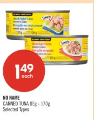 Shoppers Drug Mart NO NAME CANNED TUNA 85g - 170g offer