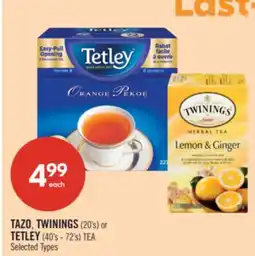 Shoppers Drug Mart TAZO, TWININGS (20's) or TETLEY (40's - 72's) TEA offer