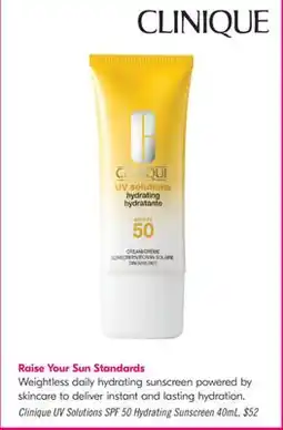 Shoppers Drug Mart Clinique UV Solutions SPF 50 Hydrating Sunscreen offer