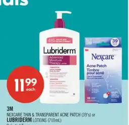 Shoppers Drug Mart 3M NEXCARE THIN & TRANSPARENT ACNE PATCH (39's) or LUBRIDERM LOTIONS (710mL) offer
