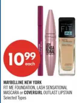 Shoppers Drug Mart MAYBELLINE NEW YORK FIT ME FOUNDATION, LASH SENSATIONAL MASCARA or COVERGIRL OUTLAST LIPSTAIN offer