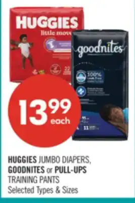 Shoppers Drug Mart HUGGIES JUMBO DIAPERS, GOODNITES or PULL-UPS TRAINING PANTS offer