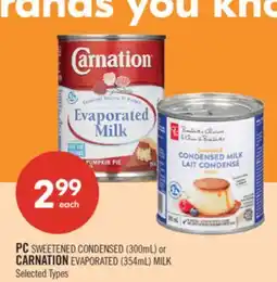 Shoppers Drug Mart PC SWEETENED CONDENSED, 300mL or CARNATION EVAPORATED, 354mL MILK offer
