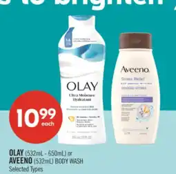 Shoppers Drug Mart OLAY (532mL - 650mL) or AVEENO (532mL) BODY WASH offer