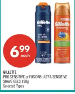 Shoppers Drug Mart GILLETTE PRO SENSITIVE or FUSION5 ULTRA SENSITIVE SHAVE GELS offer