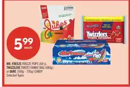Shoppers Drug Mart MR. FREEZE FREEZE POPS (48's), TWIZZLERS TWISTS FAMILY BAG (680g) or DARE (500g - 700g) CANDY offer