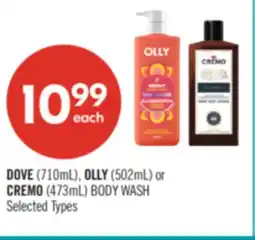 Shoppers Drug Mart DOVE (710mL), OLLY (502mL) or CREMO (473mL) BODY WASH offer
