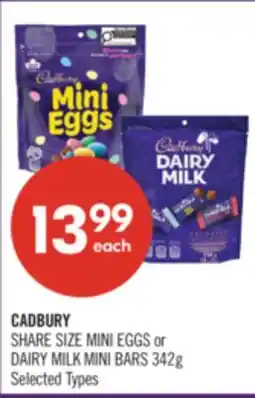 Shoppers Drug Mart CADBURY SHARE SIZE MINI EGGS or DAIRY MILK MINI BARS offer