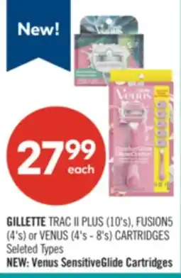 Shoppers Drug Mart GILLETTE TRAC II PLUS (10's), FUSION5 (4's) or VENUS (4's - 8's) CARTRIDGES offer