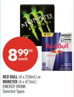 Shoppers Drug Mart RED BULL (4 x 250mL) or MONSTER (4 x 473mL) ENERGY DRINK offer