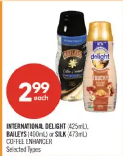 Shoppers Drug Mart INTERNATIONAL DELIGHT (425mL), BAILEYS (400mL) or SILK (473mL) COFFEE ENHANCER offer