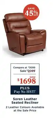 La Z Boy Soren Leather Seated Recliner offer