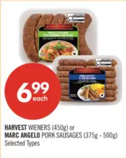 Shoppers Drug Mart HARVEST WIENERS (450g) or MARC ANGELO PORK SAUSAGE (375G-500G) offer