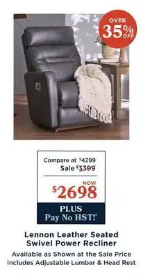 La Z Boy Lennon Leather Seated Swivel Power Recliner offer