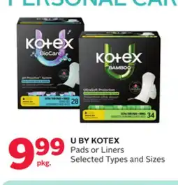 Rexall U BY KOTEX Pads or Liners offer