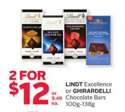 Rexall LINDT Excellence or GHIRARDELLI Chocolate Bars offer