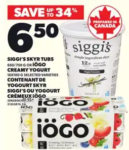 Independent City Market SIGGI'S SKYR TUBS 650/750 G OR IÖGO CREAMY YOGURT offer