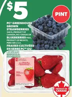 Independent City Market PC GREENHOUSE GROWN STRAWBERRIES 340 G OR BLUEBERRIES PINT offer