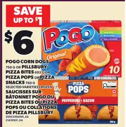 Independent City Market POGO CORN DOGS 750 G OR PILLSBURY PIZZA BITES 693 G OR PIZZA POPS OR PIZZA SNACKS 760 G offer