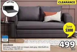 JYSK SKILLEBEKK Sofa bed 2-Seater fold out sleeper dark grey offer