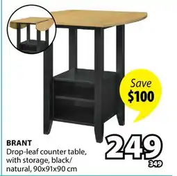 JYSK BRANT Drop-leaf counter table/with storage black, natural offer