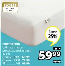 JYSK PROTEKTION Ultimate mattress protector, pocket depth offer