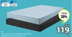 JYSK F5 Foam mattress Firm, removable microfiber polyester cover, black or blue offer