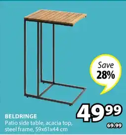 JYSK BELDRINGE Patio side table, acacia top steel frame offer