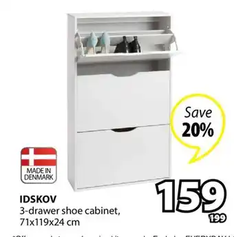 JYSK IDSKOV 3-drawer shoe cabinet offer