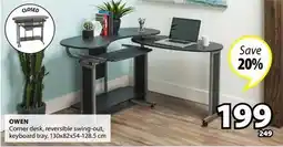 JYSK OWEN Corner desk, reversible swing-out, keyboard tray offer
