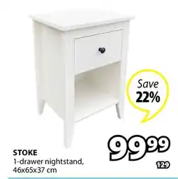 JYSK STOKE 1-drawer nightstand offer