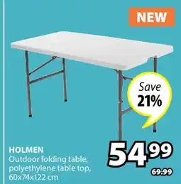 JYSK HOLMEN Outdoor folding table, polyethylene table top offer