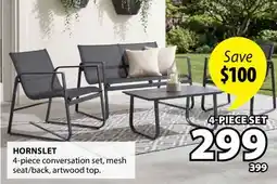 JYSK HORNSLET 4-piece conversation set, mesh seat/back, artwood top offer