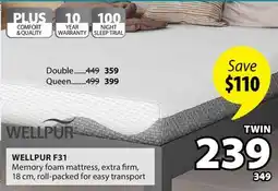 JYSK WELLPUR F31 Memory foam mattress offer