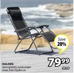 JYSK HALDEN Zero gravity sunlounger chair offer
