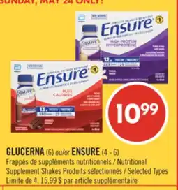 Pharmaprix GLUCERNA (6) or ENSURE (4 - 6) Nutritional Supplement Shakes offer