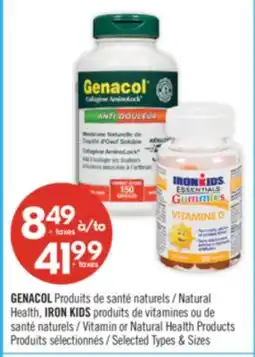 Pharmaprix GENACOL Natural Health, IRON KIDS Vitamin or Natural Health Products offer