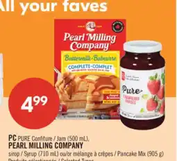 Pharmaprix PC PURE (500 mL), PEARL MILLING COMPANY Syrup (710 mL) or Pancake Mix (905 g) offer